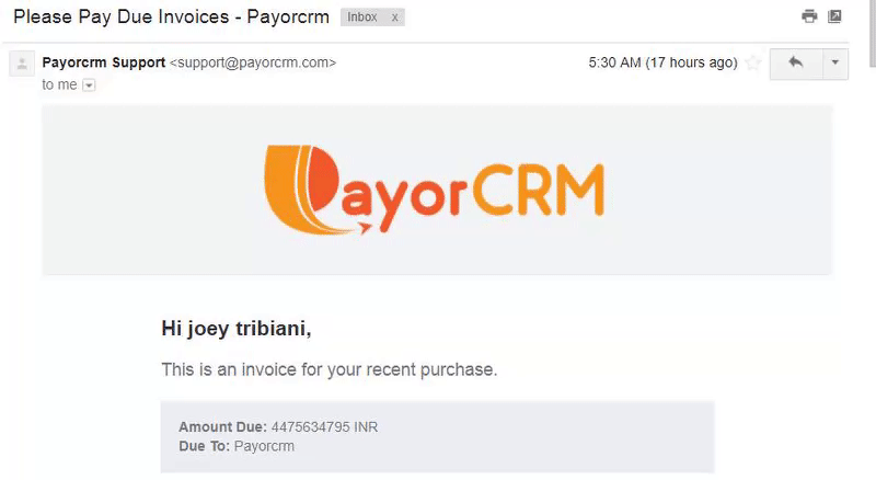 collections software sends list of invoices with "pay now" button