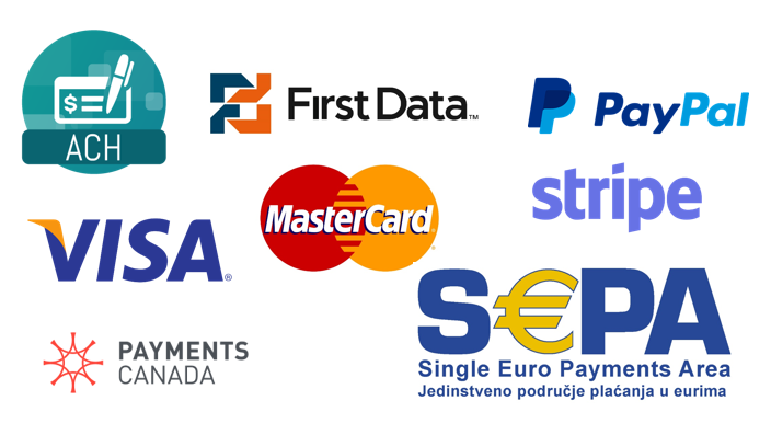 ach payments and credit card payments in sap,quickbooks,JDE : list of credit card processors