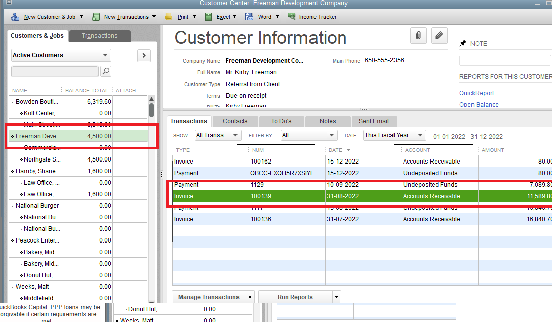 select customer - invoice