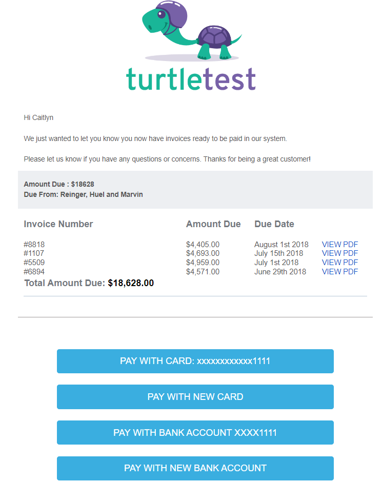 ACH payments using payment links in Netsuite sample